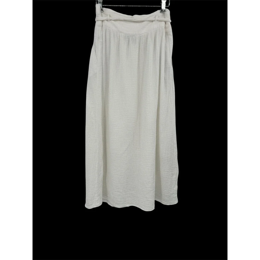 Joie Womens Gauzy Cotton Midi Skirt Size M White Coastal Resort Beachy Preppy